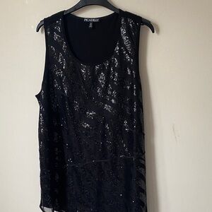 Picadilly Fashion Black Sequin Tank Top